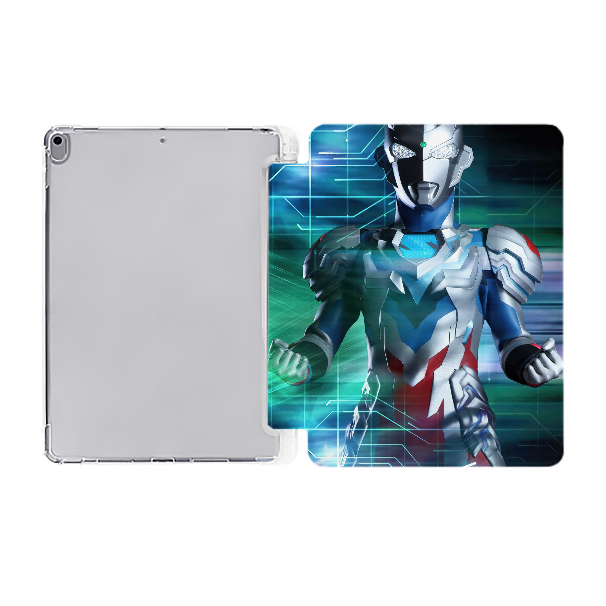 （画像用） ウルトラマン Ultraman IPad ケース ペン収納付き 三つ折りスタンド PUレザー×シリコン 対応機種9.5/10.5/10.9インチ